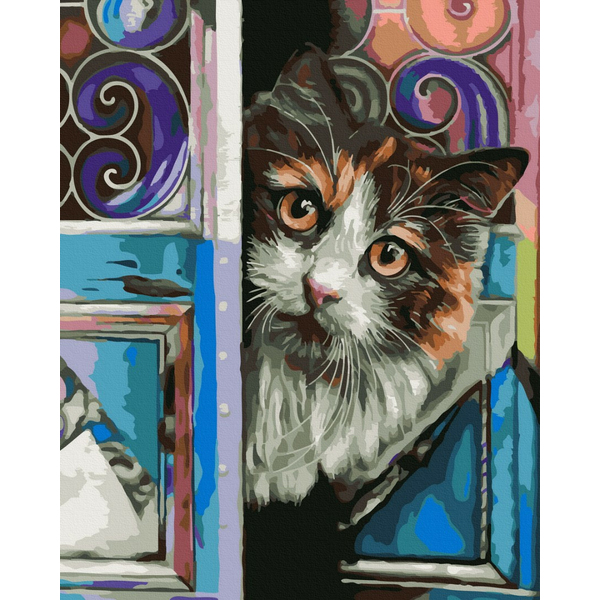 Картина по номерам Тварини, птахи та риби - Бабусин котик