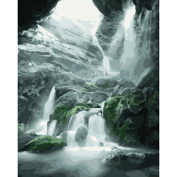 Картина по номерам Природа - Водоспад в ущелині