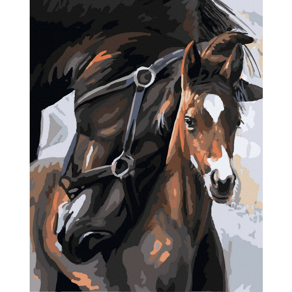 Картина по номерам Тварини, птахи та риби - Лошатко в обіймах матері