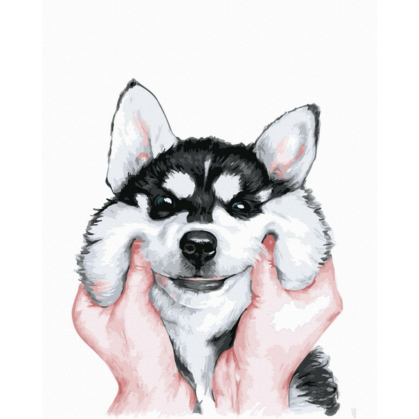 Картина по номерам Тварини, птахи та риби - Пухкі щічки Хаскі