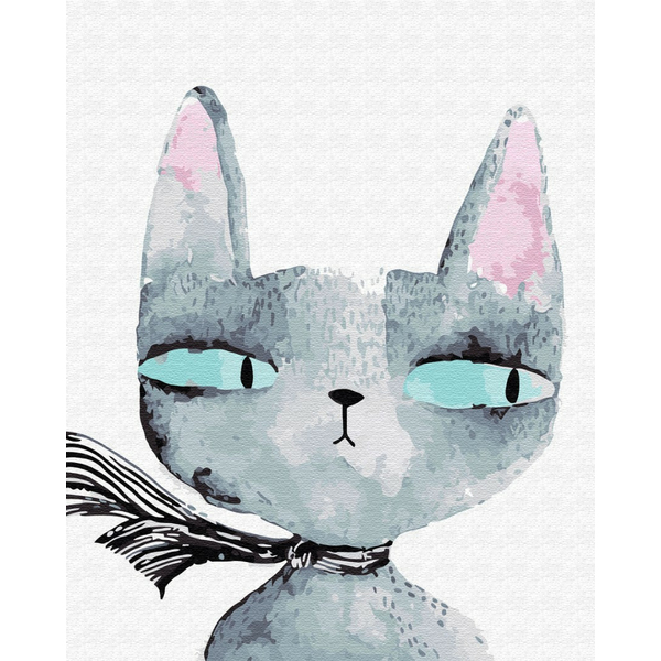 Картина по номерам Тварини, птахи та риби - Котик з журбинкою