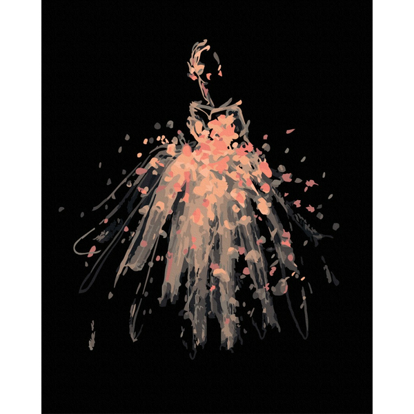 Картина по номерам Люди на картинах - Ескіз квітучої сукні