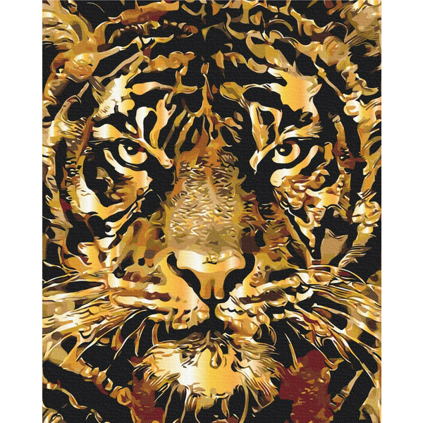 Картина по номерам із золотою фарбою - Тигр в золоті