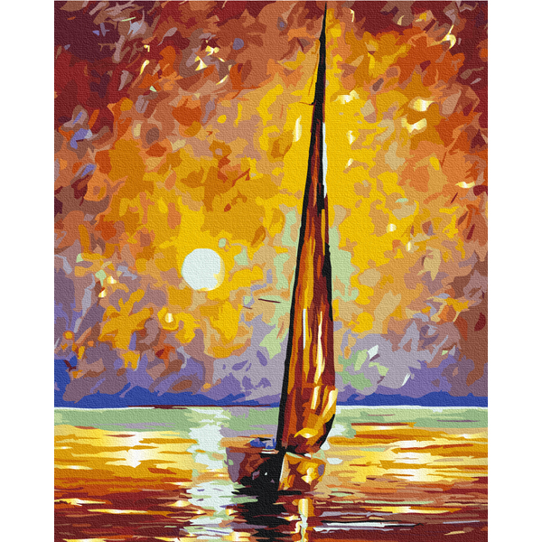 Картина по номерам із золотою фарбою - Парус на сході