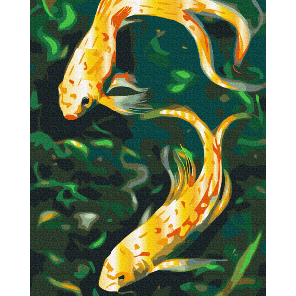 Картина по номерам із золотою фарбою - Чарівні рибки