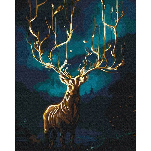 Картина по номерам із золотою фарбою - Казковий олень