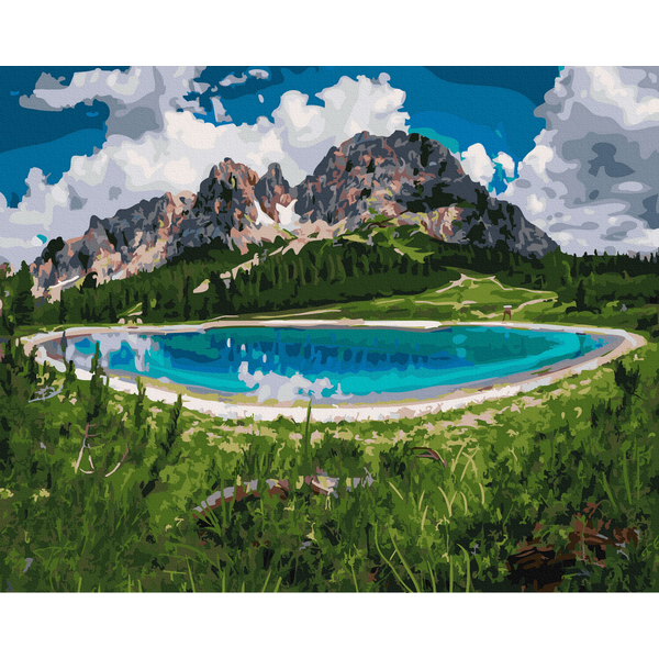 Картина по номерам Природа - Озеро в далеких горах