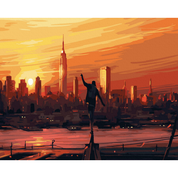 Картина по номерам Города - Силует на заході місті