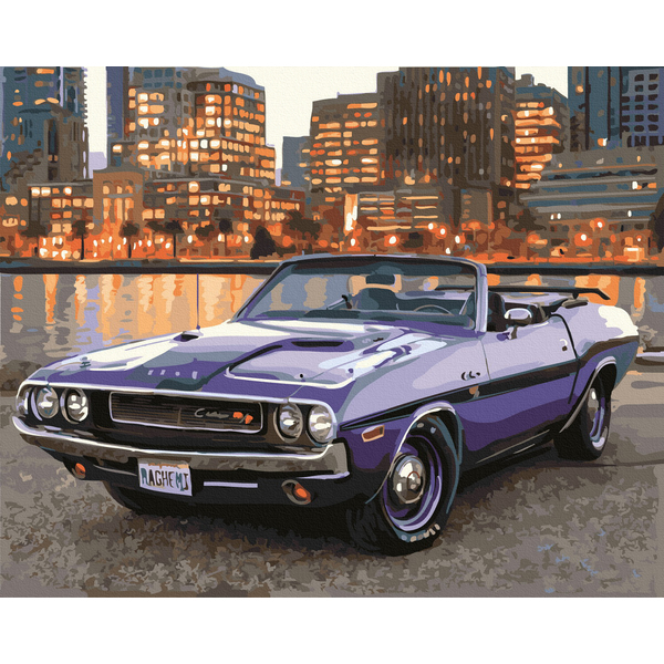 Картина по номерам Кораблі, автомобілі та літаки - Ретро в місті