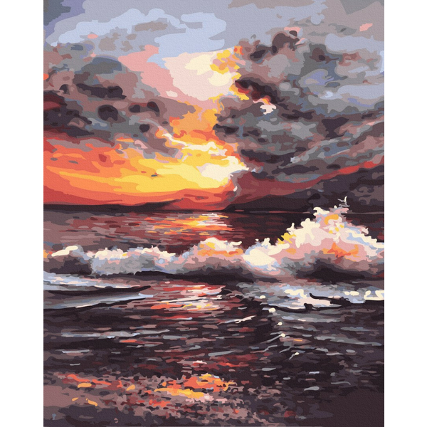 Картина по номерам Пейзажі - Захід сонця під час шторму