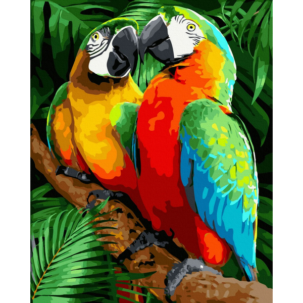 Картина по номерам Тварини, птахи та риби - Пара папуг