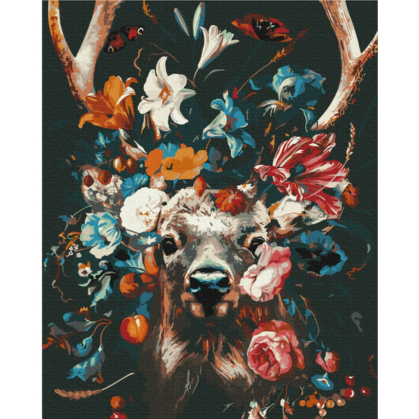 Картина по номерам Абстракції - Олень в квітах