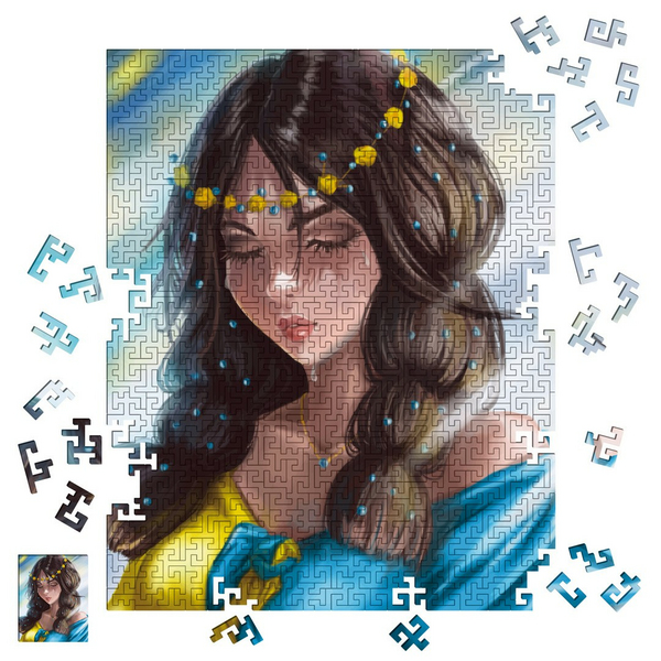 Дерев'яні пазли круглі - Пазл-лабіринт Україночка