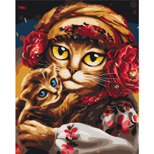 Картина по номерам Тварини, птахи та риби - Семья котиков ©Марианна Пащук