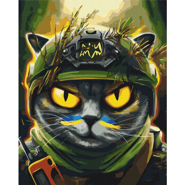 Картина по номерам Тварини, птахи та риби - Котик розвідник ©Маріанна Пащук