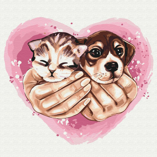 Картина по номерам Картины 40x40 - Звірята в долоньках