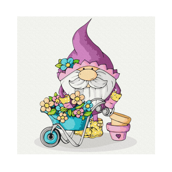 Картина по номерам Картины 40x40 - Гномик квітникар