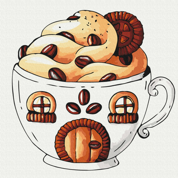 Картина по номерам Картины 40x40 - Кавовий будиночок