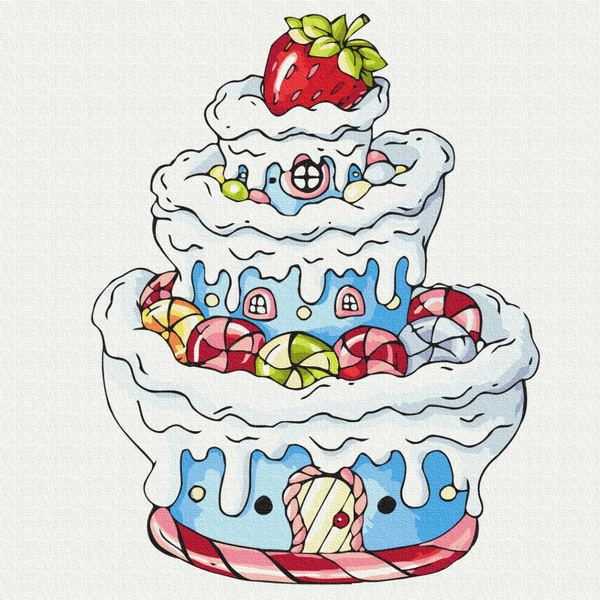 Картина по номерам Картины 40x40 - Кремовий тортик