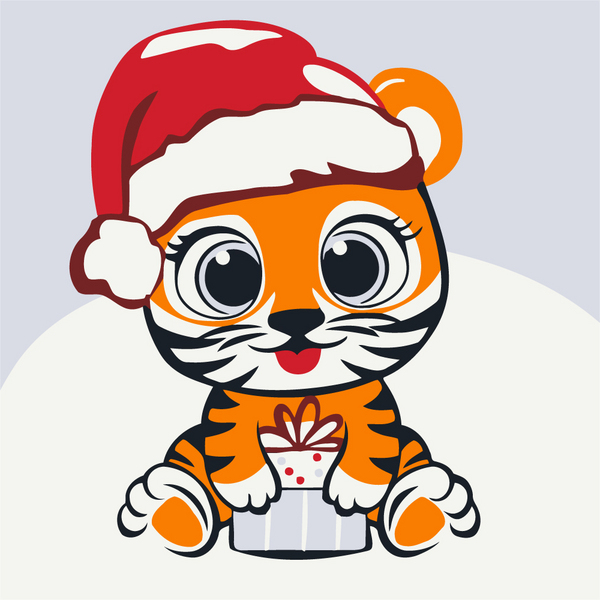 Розмальовки на полотні - Полосатик с подарком