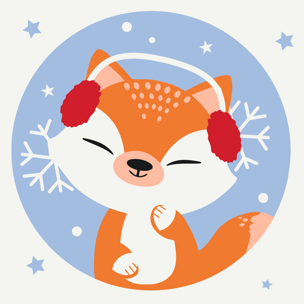 Розмальовки на полотні - Лисичка снежинка