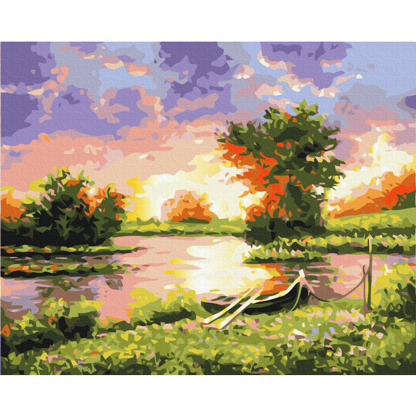 Картина по номерам Природа - Захід на озері