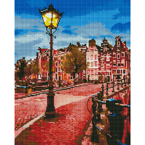 Алмазна мозаїка 40х50 - Жовтий ліхтар на вечірній вулиці