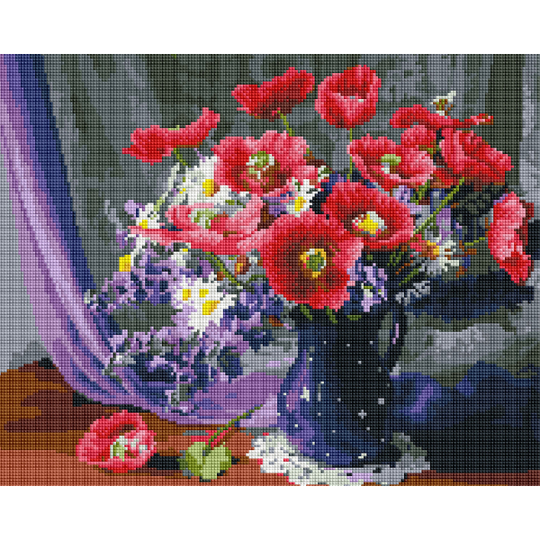 Алмазна мозаїка 40х50 - Букет в блакитний вазі