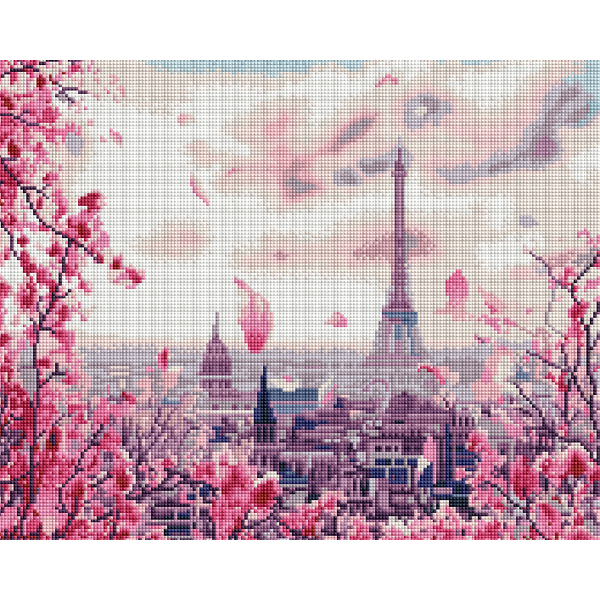Алмазна мозаїка 40х50 - Париж у весняній рамці