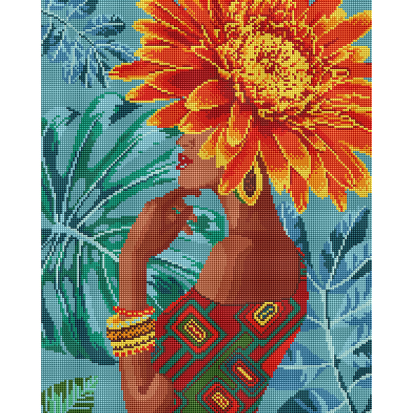 Алмазна мозаїка 40х50 - Дівчина - тропічна квітка