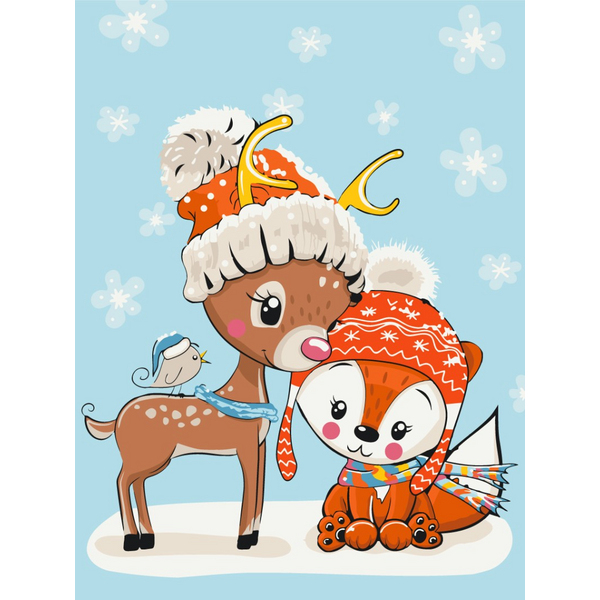 Картина по номерам Для дітей - Оленя з лисичкою