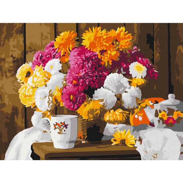 Картина по номерам Квіти - Осіннє чаювання