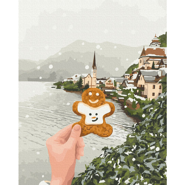 Картина по номерам Затишок, зима, Новий рік, Різдво - Сніжний Хальштат