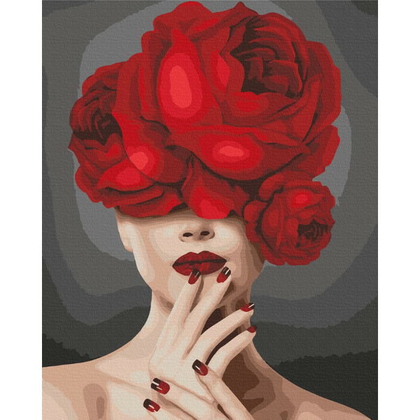 Картина по номерам Люди на картинах - Червоний півонія