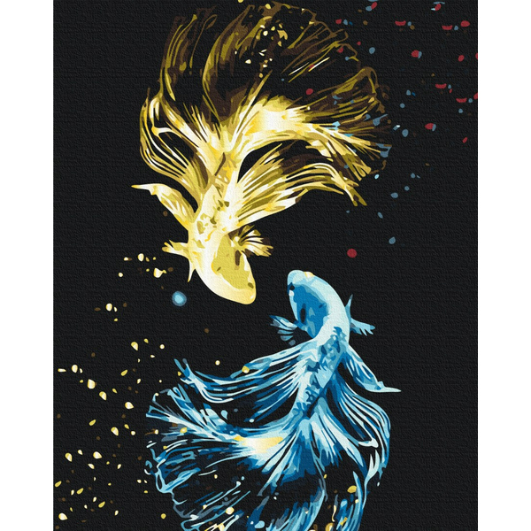 Картина по номерам Тварини, птахи та риби - Рибки з золотом