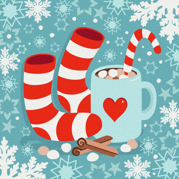 Картина по номерам Затишок, зима, Новий рік, Різдво - Нумо зимувати