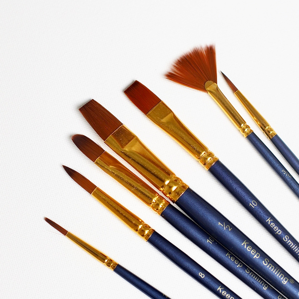 Пензлі для малювання (281) - Набір професійних нейлонових пензликів 7шт. (блакитні з позолотою)