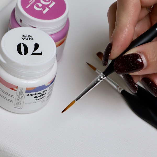 Пензлі для малювання (281) - Набор профессиональных нейлоновых кисточек 8 шт. (черные с серебряными вставками)