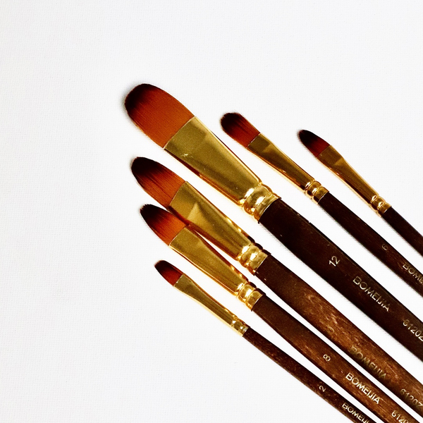 Пензлі для малювання (281) - Набір професійних нейлонових пензликів 6 шт. (коричневі з позолотою)