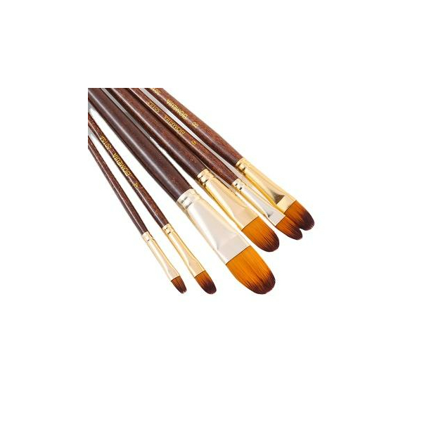 Пензлі для малювання (281) - Набір професійних нейлонових пензликів 6 шт. (коричневі з позолотою)