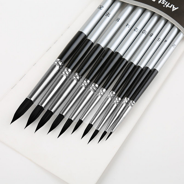 Пензлі для малювання (281) - Набір професійних нейлонових пензликів 10 шт. (в асортименті)