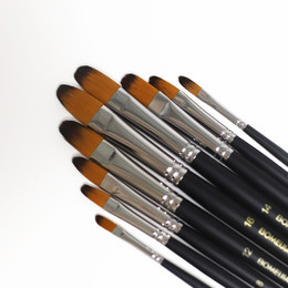 Набор профессиональных нейлоновых кисточек 9 шт. (черные с серебряными вставками)