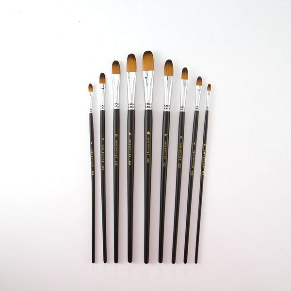 Пензлі для малювання (281) - Набір професійних нейлонових пензликів 9 шт. (чорні з срібними вставками)