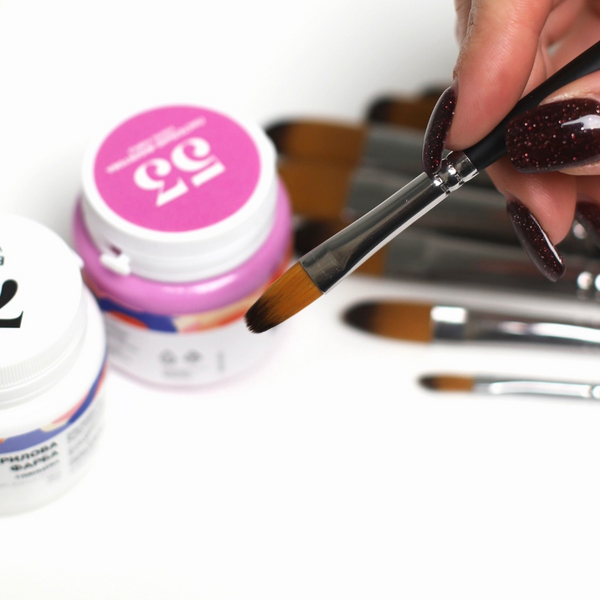 Пензлі для малювання (281) - Набір професійних нейлонових пензликів 9 шт. (чорні з срібними вставками)