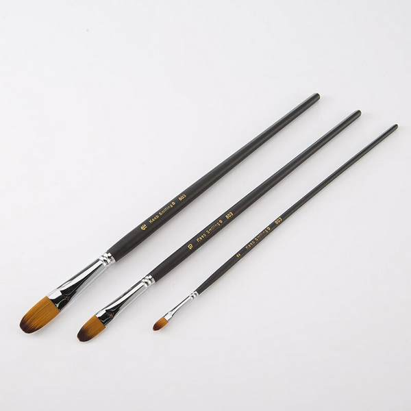 Пензлі для малювання (281) - Набір професійних нейлонових пензликів 9 шт. (чорні з срібними вставками)