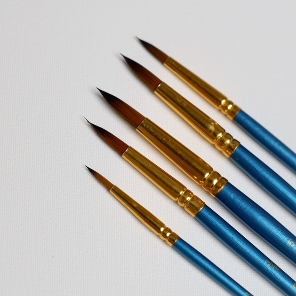 Пензлі для малювання (281) - Набір професійних нейлонових пензликів 5 шт. (із круглою формою)