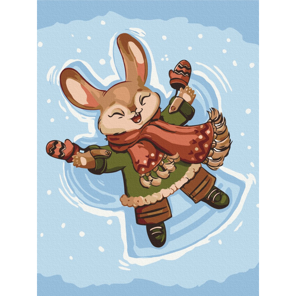 Картина по номерам Затишок, зима, Новий рік, Різдво - Сніговий зайчик © Olena Lazarenko