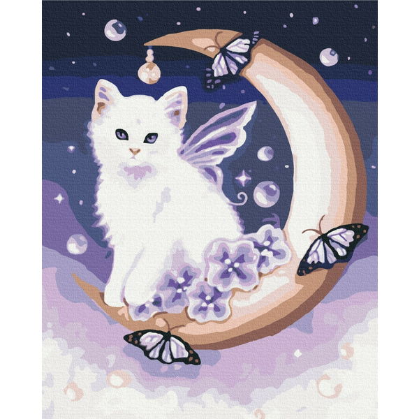 Картина по номерам Преміум картини - Кіт і місяць