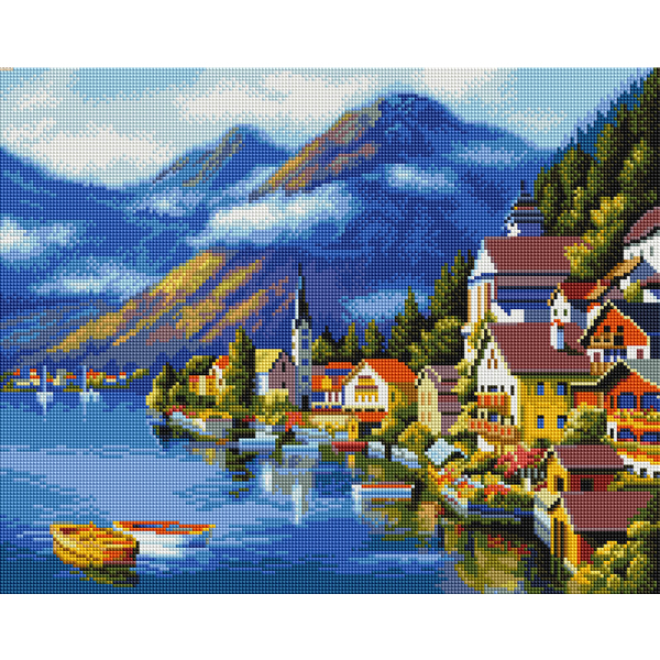 Алмазна мозаїка 40х50 - Селище у підніжжя гори