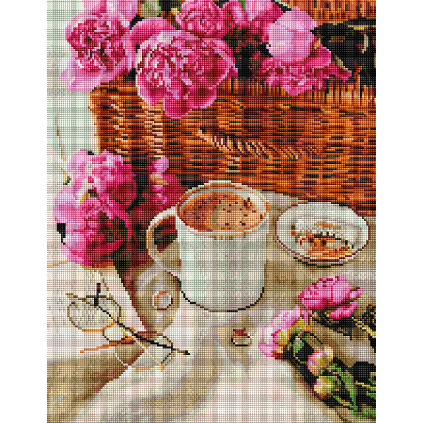 Алмазна мозаїка 40х50 - Піони в корзинці